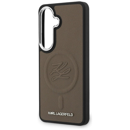 Étui MagSafe pour Samsung Galaxy S26 S942, Karl Lagerfeld, Logo Initial en Relief, Marron