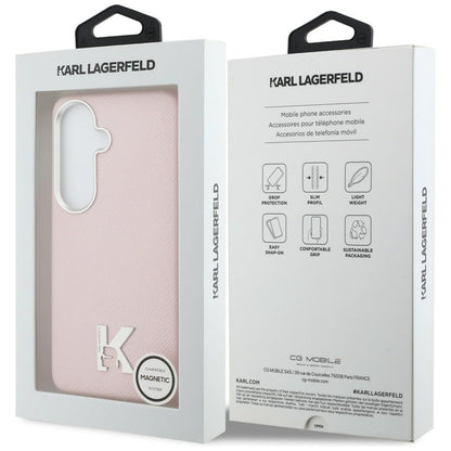 Étui MagSafe pour Samsung Galaxy S26 S942, Karl Lagerfeld, Logo Karl Head, Rose