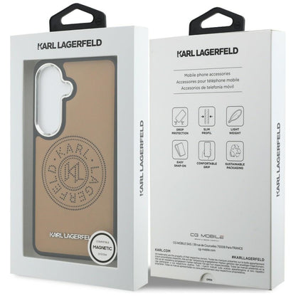 Étui MagSafe pour Samsung Galaxy S26 S942, Karl Lagerfeld, Karl Round Point Logo, Marron