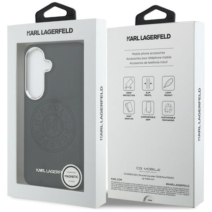 Coque MagSafe pour Samsung Galaxy S26 S942, Karl Lagerfeld, Karl Round Point Logo, Noire