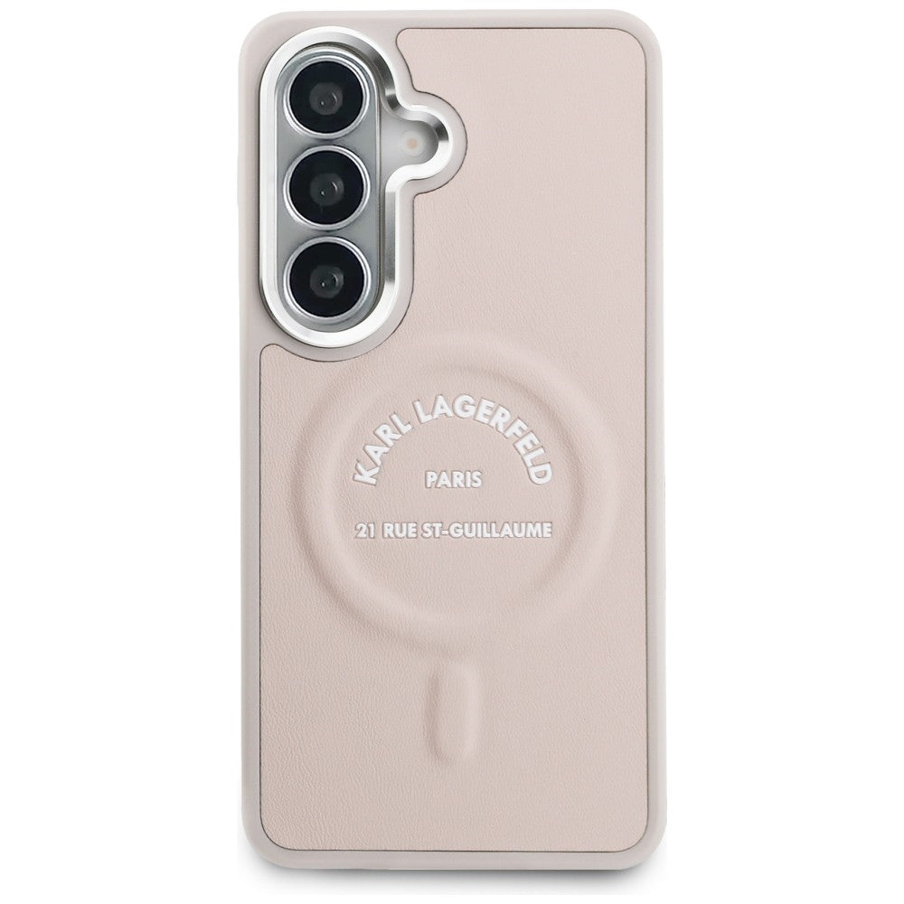 Coque MagSafe pour Samsung Galaxy S26 S942, Karl Lagerfeld, Logo Karl RSG, Rose