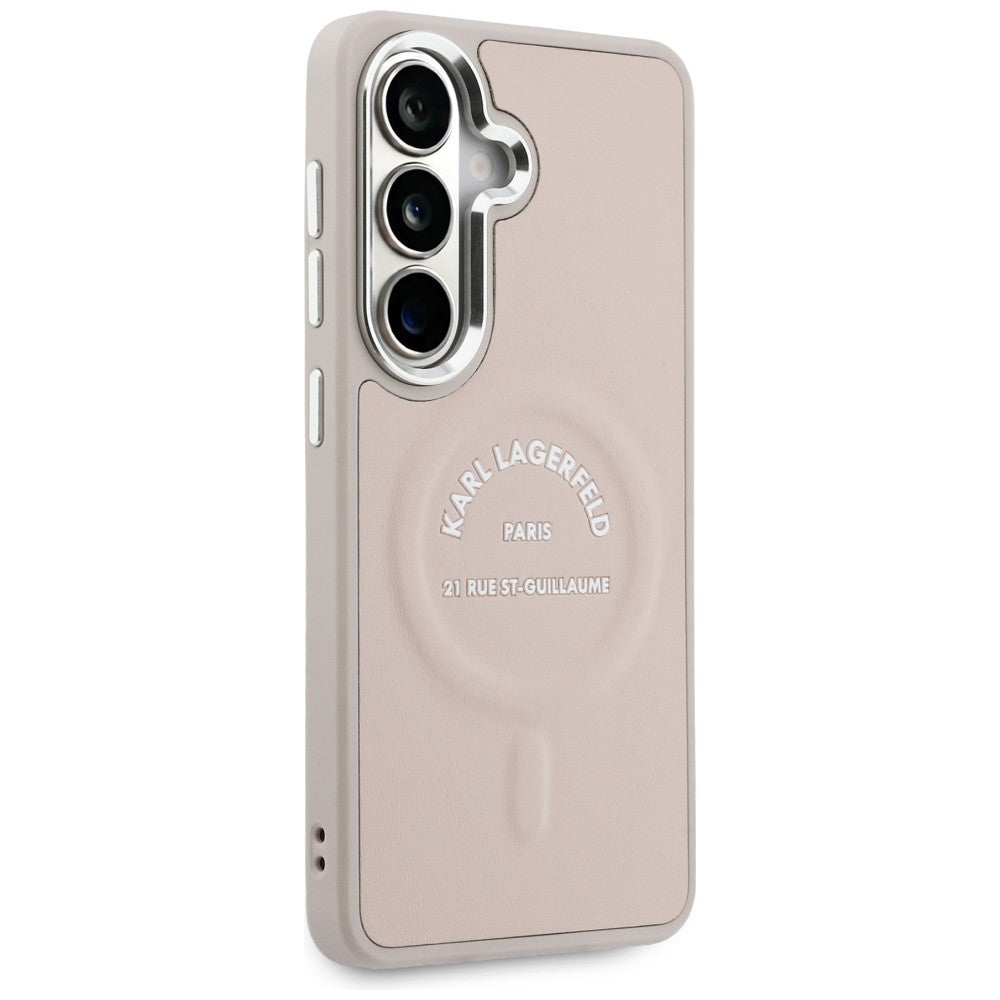 Coque MagSafe pour Samsung Galaxy S26 S942, Karl Lagerfeld, Logo Karl RSG, Rose