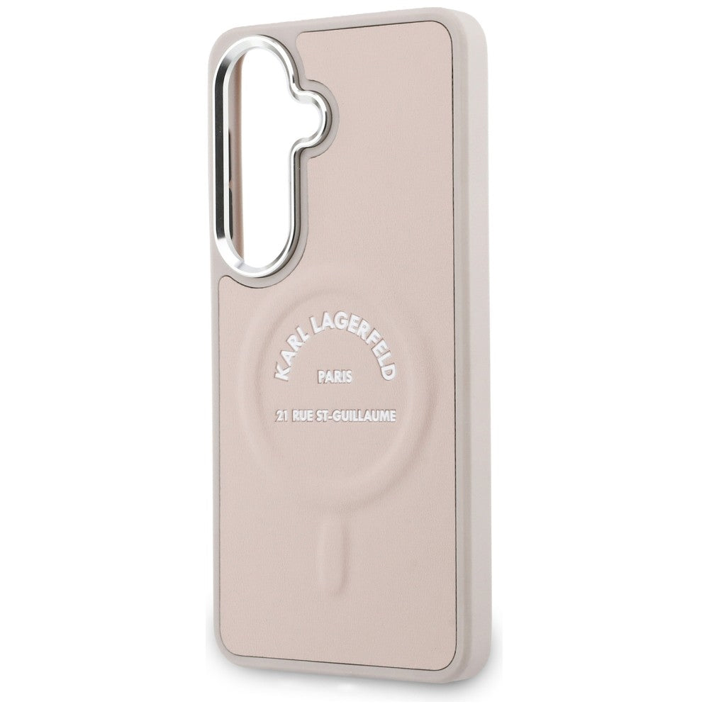 Coque MagSafe pour Samsung Galaxy S26 S942, Karl Lagerfeld, Logo Karl RSG, Rose