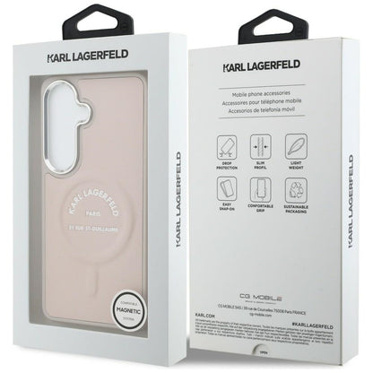 Coque MagSafe pour Samsung Galaxy S26 S942, Karl Lagerfeld, Logo Karl RSG, Rose