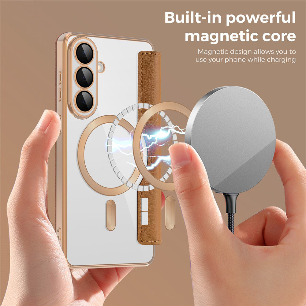 Étui MagSafe pour Samsung Galaxy S26, Techsuit, SmartMag Book, Marron