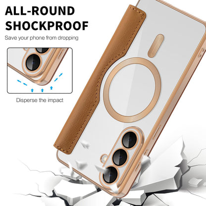 Étui MagSafe pour Samsung Galaxy S26, Techsuit, SmartMag Book, Marron