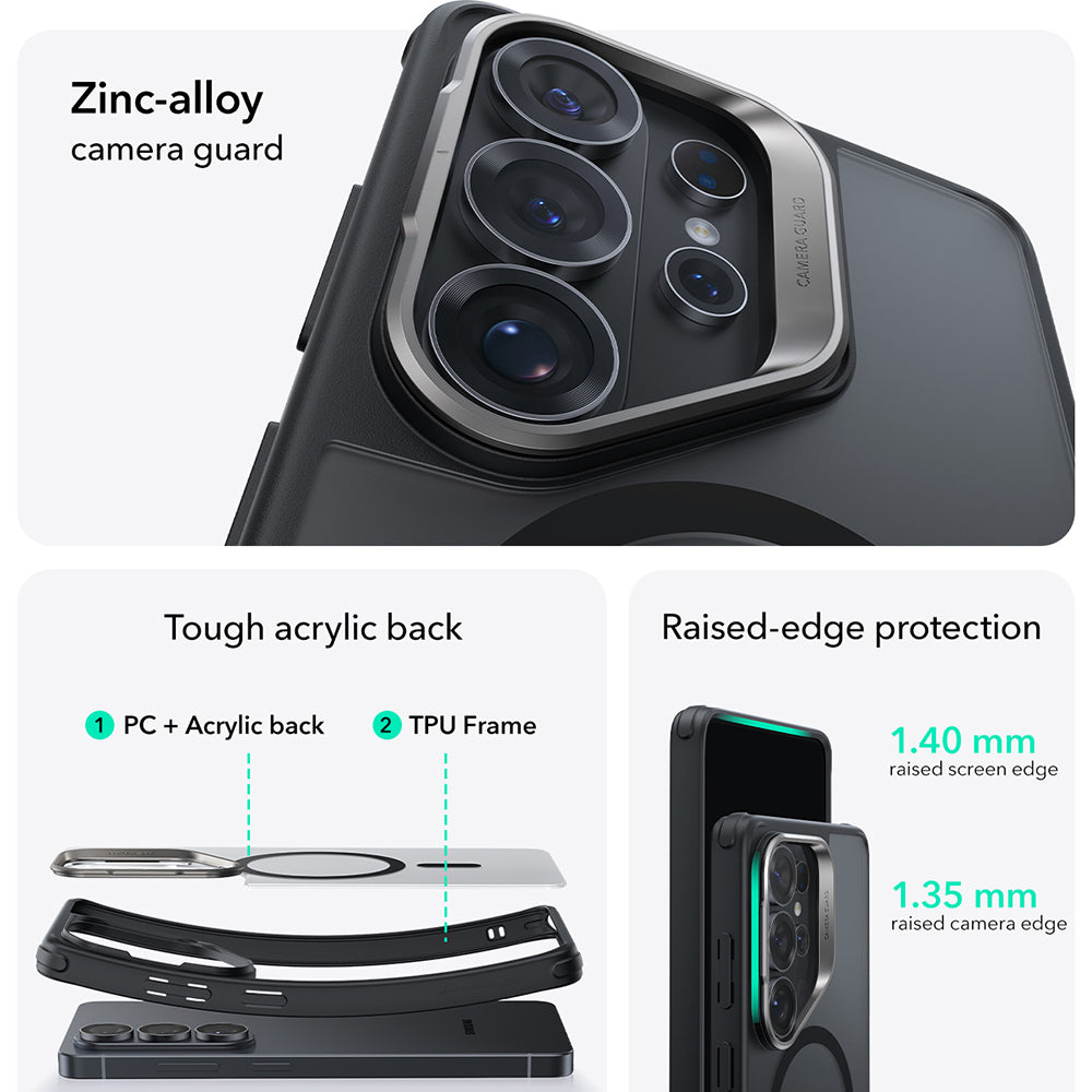 MagSafe Case for Samsung Galaxy S26 Ultra S948, ESR, Classic Hybrid Kickstand, Satin Black