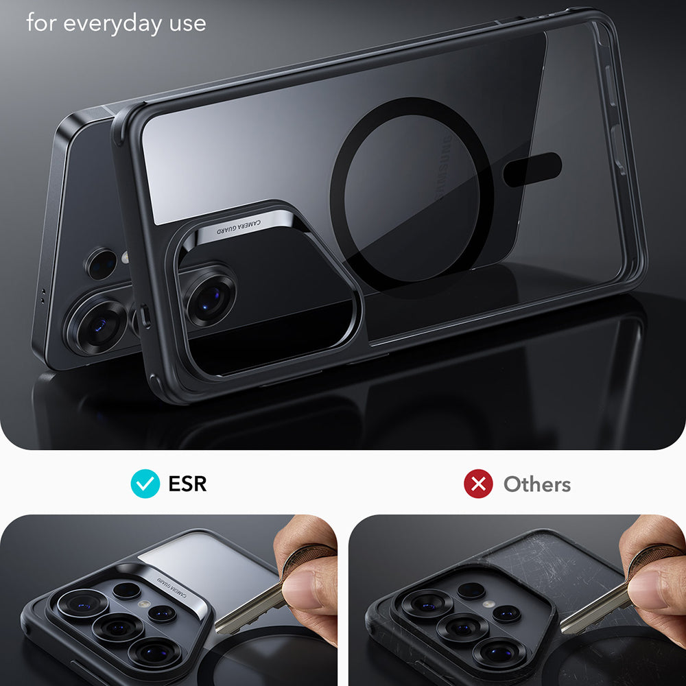 Coque MagSafe pour Samsung Galaxy S26 Ultra, ESR, Classic Hybrid, Noire Transparente