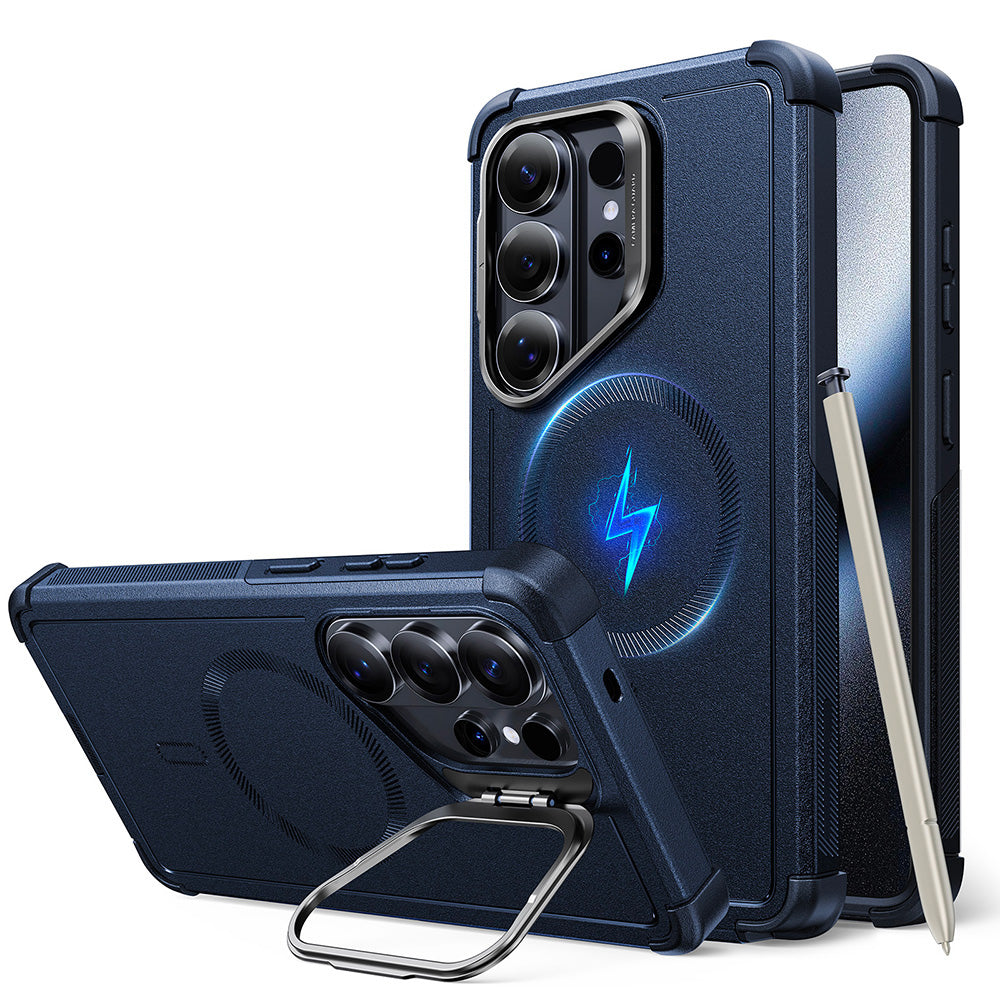 Coque MagSafe pour Samsung Galaxy S26 Ultra S948, ESR, Cyber Armor Kickstand, Bleue