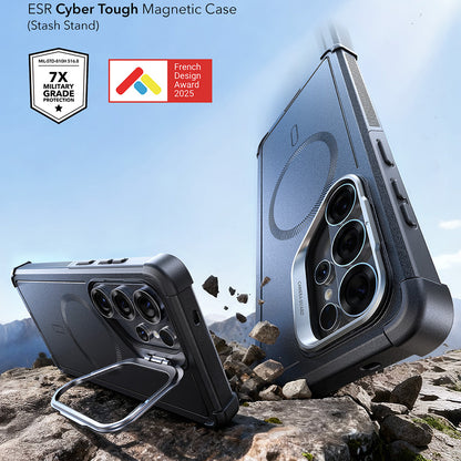 Coque MagSafe pour Samsung Galaxy S26 Ultra, ESR, Cyber Armor Kickstand, Noire