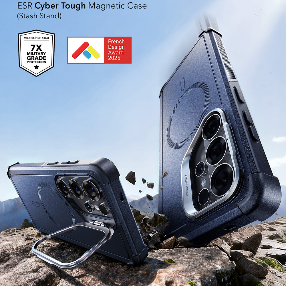 Coque MagSafe pour Samsung Galaxy S26 Ultra, ESR, Cyber Armor Kickstand, Noire