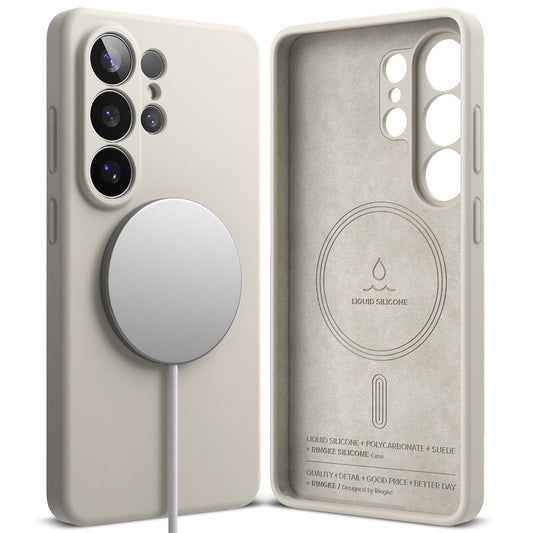 Étui MagSafe pour Samsung Galaxy S26 Ultra, Ringke, Silicone, Crème