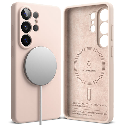 Coque MagSafe pour Samsung Galaxy S26 Ultra, Ringke, Silicone, Rose