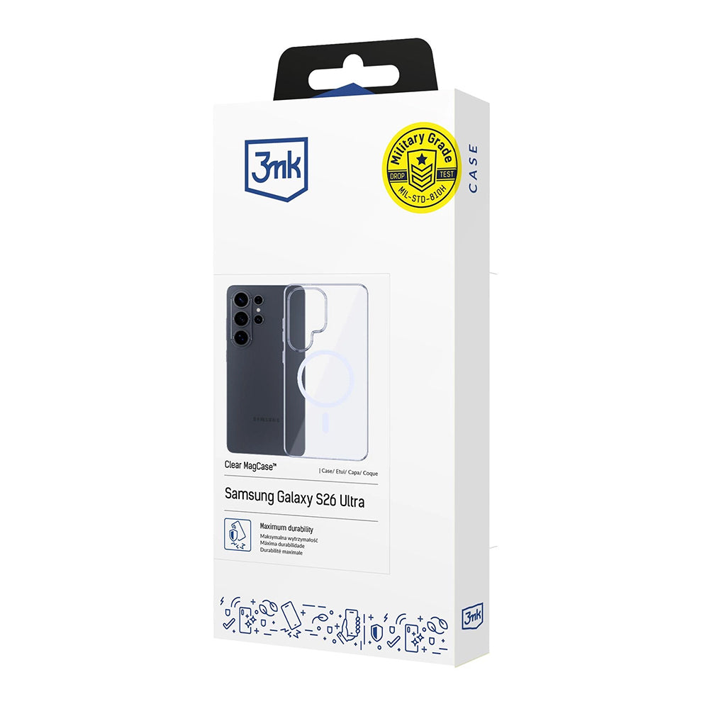 Étui MagSafe pour Samsung Galaxy S26 Ultra S948, 3MK, Clear MagCase, Transparent