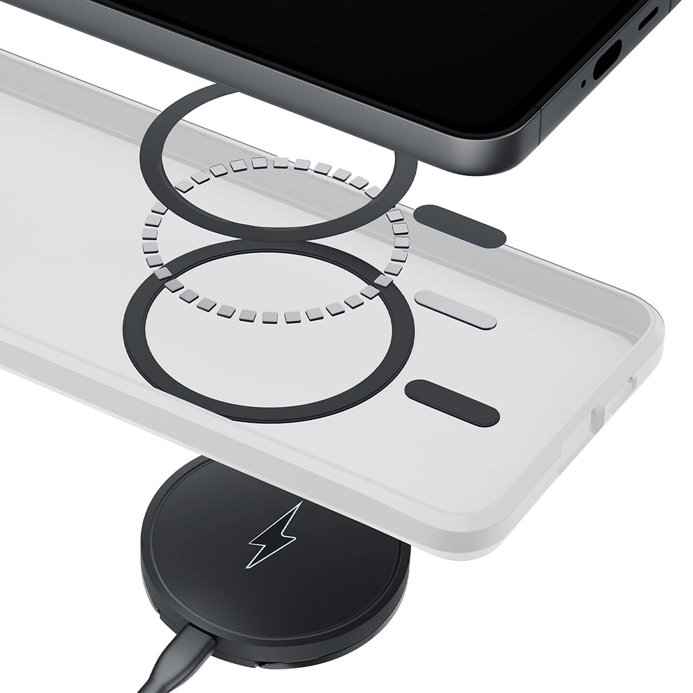 Coque MagSafe pour Samsung Galaxy S26 Ultra S948, 3MK, Smoke MagCase, Blanche