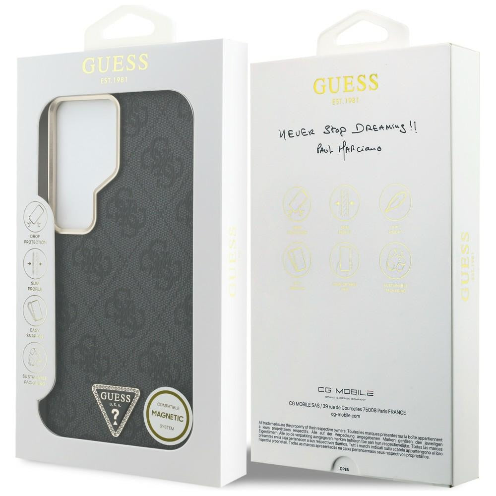 Coque MagSafe pour Samsung Galaxy S26 Ultra S948, Guess, logo Triangle 4G, Noire