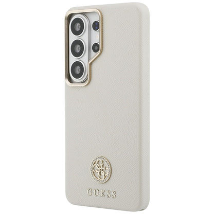 Étui MagSafe pour Samsung Galaxy S26 Ultra S948, Guess, logo rond en strass, beige