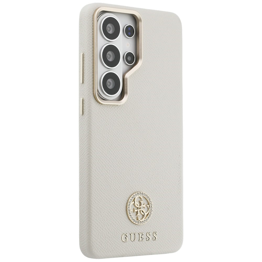 Étui MagSafe pour Samsung Galaxy S26 Ultra S948, Guess, logo rond en strass, beige