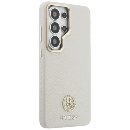 Étui MagSafe pour Samsung Galaxy S26 Ultra S948, Guess, logo rond en strass, beige