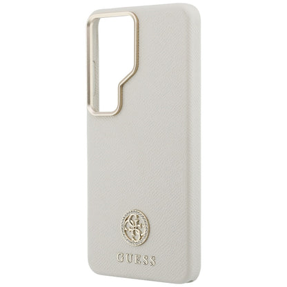 Étui MagSafe pour Samsung Galaxy S26 Ultra S948, Guess, logo rond en strass, beige