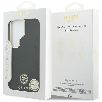Étui MagSafe pour Samsung Galaxy S26 Ultra S948, Guess, logo rond en strass, Noir