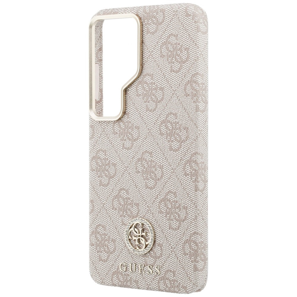 Coque MagSafe pour Samsung Galaxy S26 Ultra S948, Guess, logo rond en strass, Rose