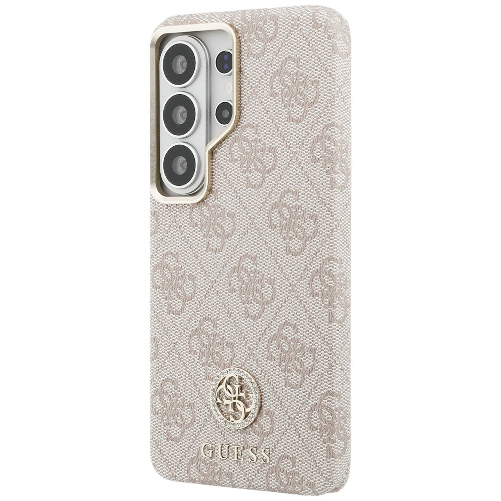 Coque MagSafe pour Samsung Galaxy S26 Ultra S948, Guess, logo rond en strass, Rose