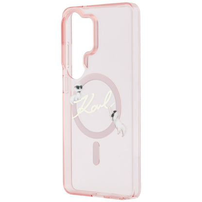 Étui MagSafe pour Samsung Galaxy S26 Ultra S948, Karl Lagerfeld, IML Choupette Karl Script Logo, Rose.