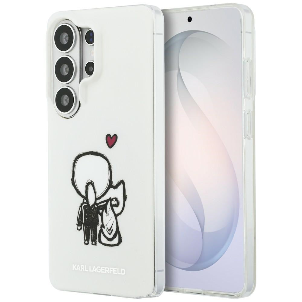 Coque MagSafe pour Samsung Galaxy S26 Ultra S948, Karl Lagerfeld, IML Karl & Choupette Back Logo, Blanche