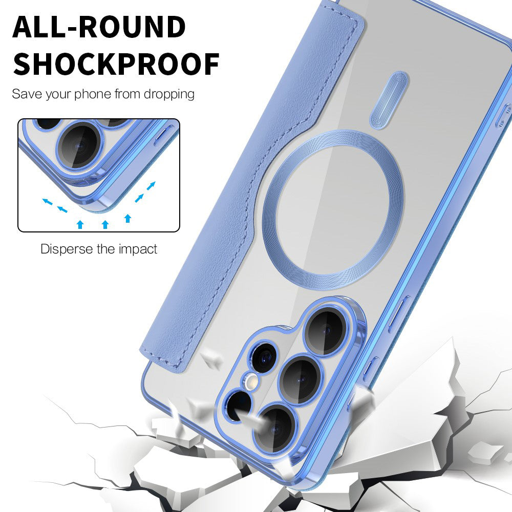 Étui MagSafe pour Samsung Galaxy S26 Ultra, Techsuit, SmartMag Book, Bleu