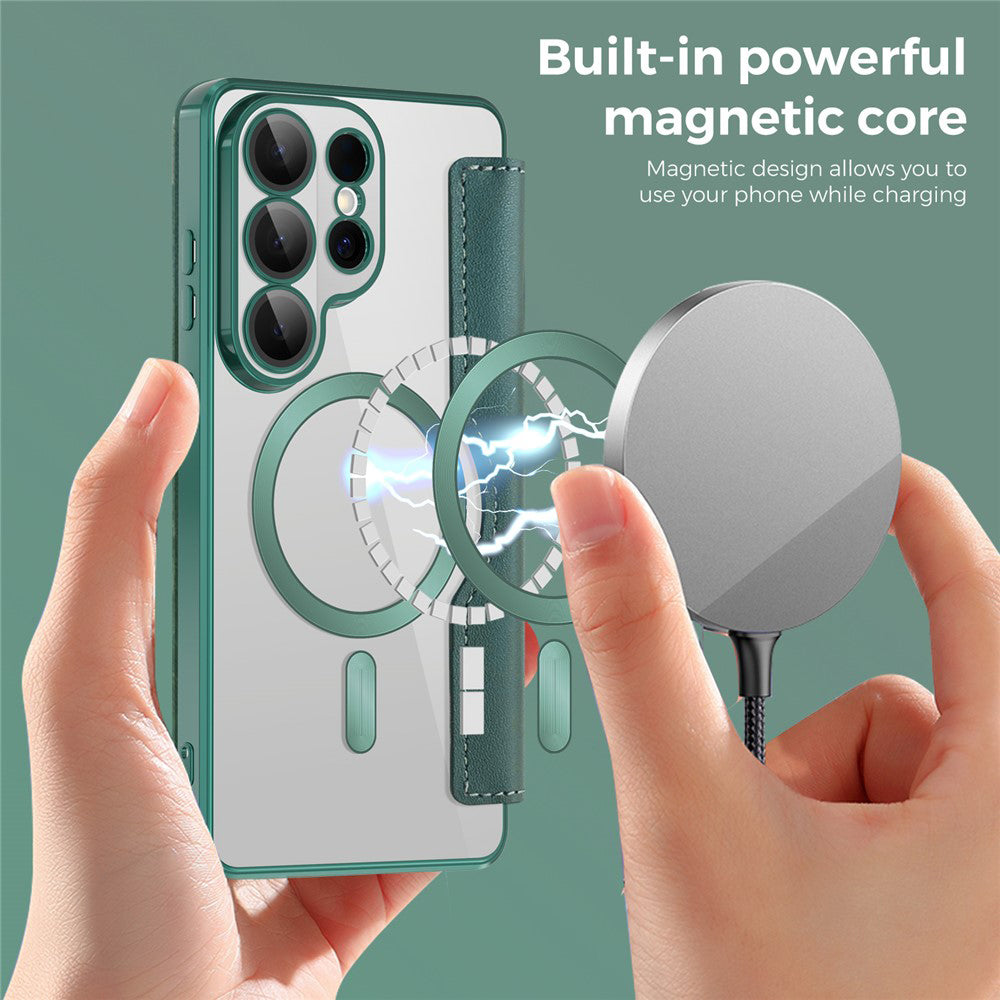 Étui MagSafe pour Samsung Galaxy S26 Ultra, Techsuit, SmartMag Book, Vert