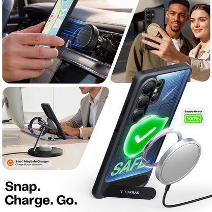 Coque MagSafe pour Samsung Galaxy S26 Ultra S948, Torras, Pstand, Noire