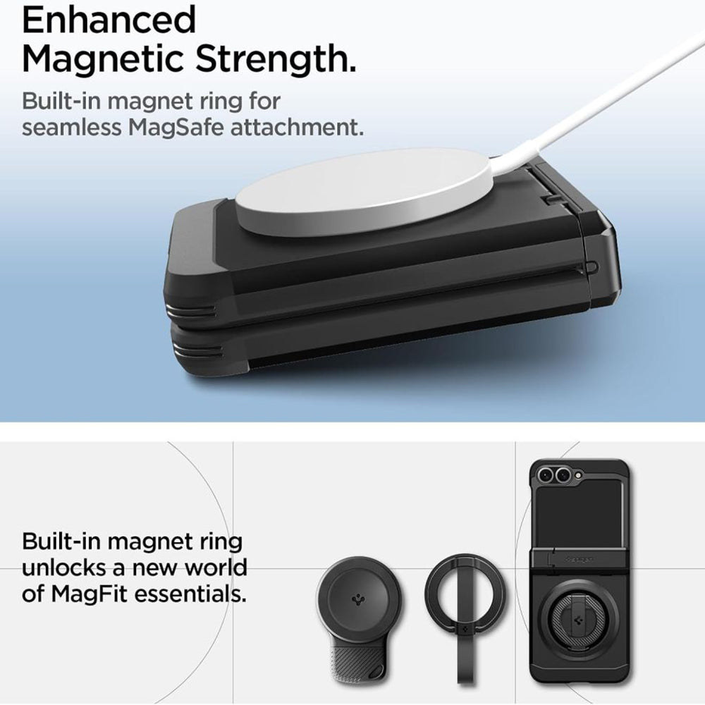 Étui MagSafe pour Samsung Galaxy Z Flip7 FE F761 / Z Flip6 F741, Spigen, Tough Armor Pro, Noir ACS09807