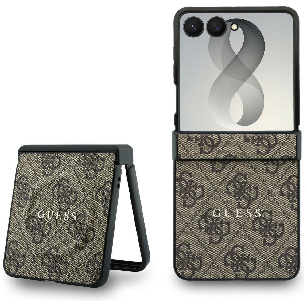 Coque MagSafe pour Samsung Galaxy Z Flip8 F776, Guess, 4G Leather Classic, Marron
