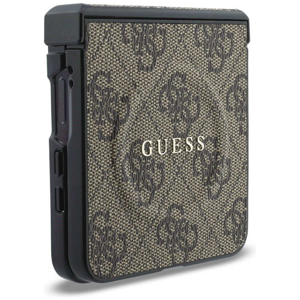 Coque MagSafe pour Samsung Galaxy Z Flip8 F776, Guess, 4G Leather Classic, Marron