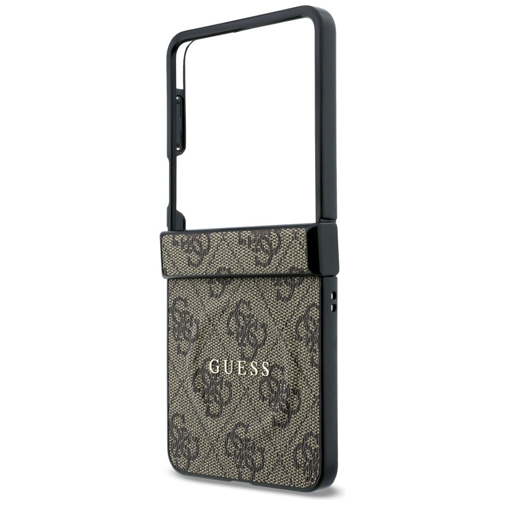 Coque MagSafe pour Samsung Galaxy Z Flip8 F776, Guess, 4G Leather Classic, Marron