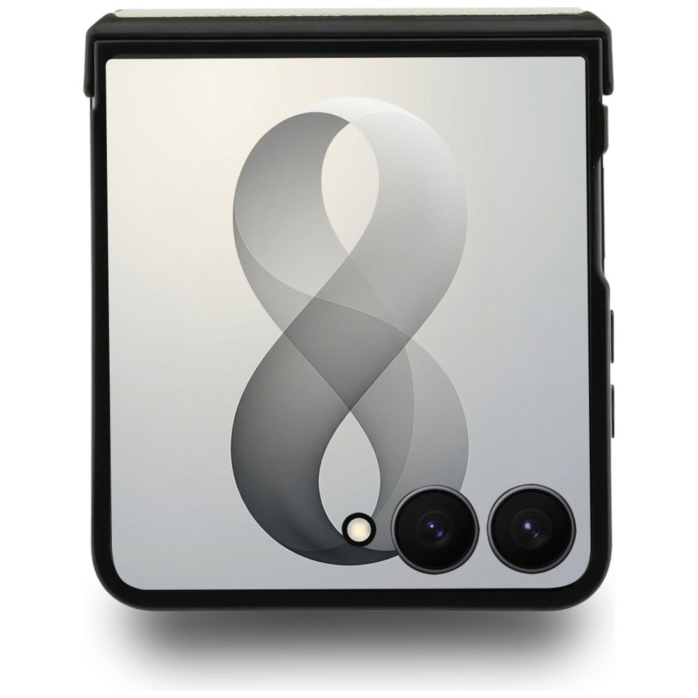 Coque MagSafe pour Samsung Galaxy Z Flip8 F776, Guess, Support Anneau Logo Classique Grainé, Beige