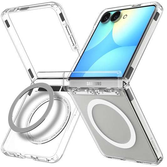 Coque MagSafe pour Samsung Galaxy Z Flip8 F776, Spigen, Ultra Hybrid Pro, Transparente Blanche ACS11524