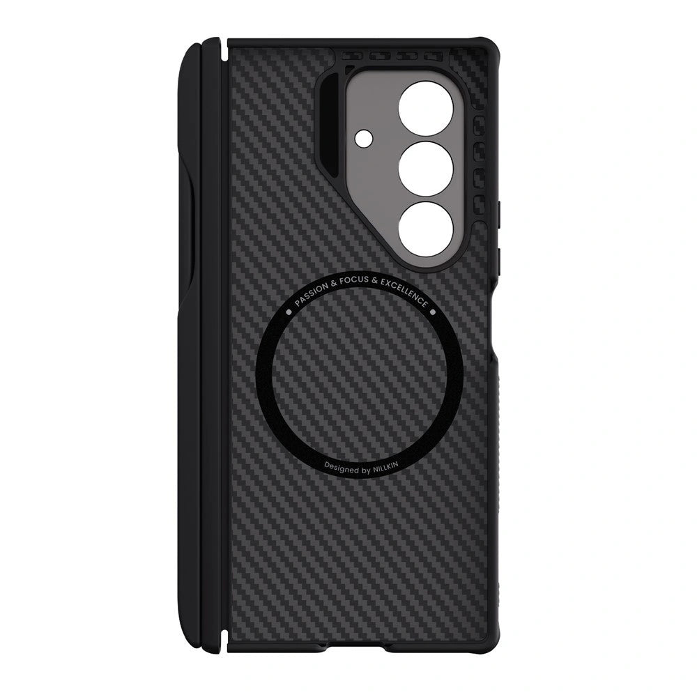 Coque MagSafe pour Samsung Galaxy Z Fold7 F966, Nillkin, CarboProp avec découpe pour caméra et support pour S-Pen, noire
