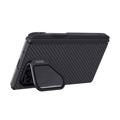 Coque MagSafe pour Samsung Galaxy Z Fold7 F966, Nillkin, CarboProp avec protection d'objectif noire transparente et support pour S-Pen, noire