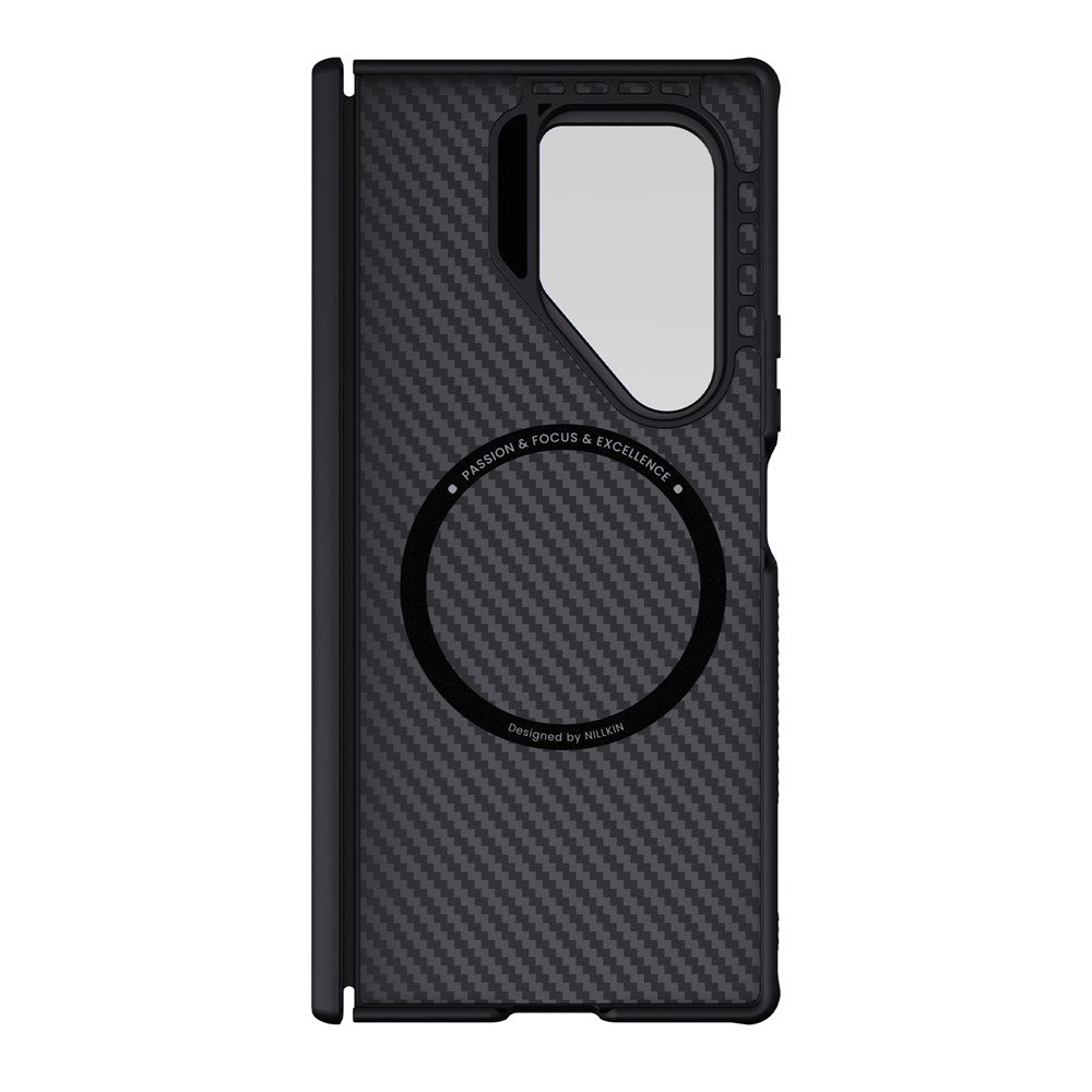 Coque MagSafe pour Samsung Galaxy Z Fold7 F966, Nillkin, CarboProp avec protection d'objectif noire transparente, noire