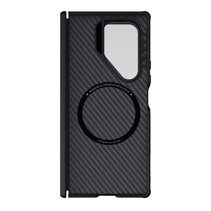 Coque MagSafe pour Samsung Galaxy Z Fold7 F966, Nillkin, CarboProp avec protection d'objectif noire transparente, noire
