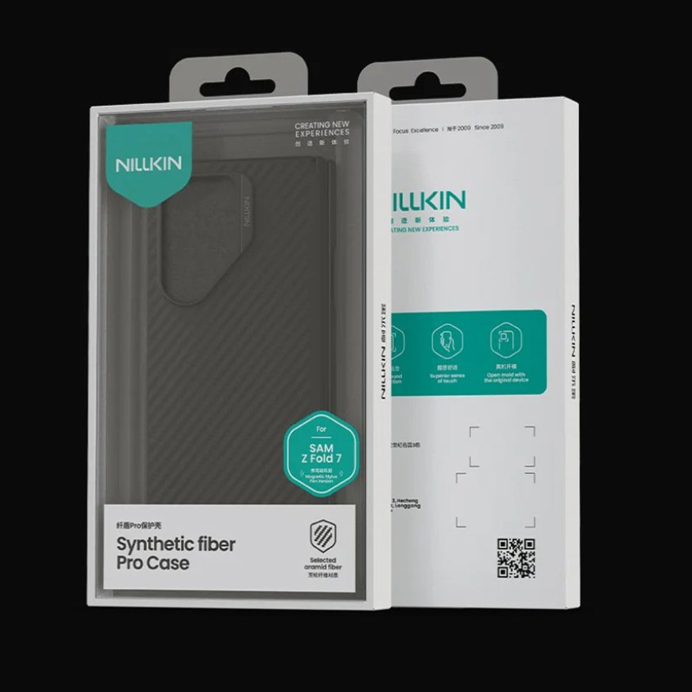 MagSafe Case for Samsung Galaxy Z Fold7 F966, Nillkin, Synthetic Fiber Pro, Black Gold