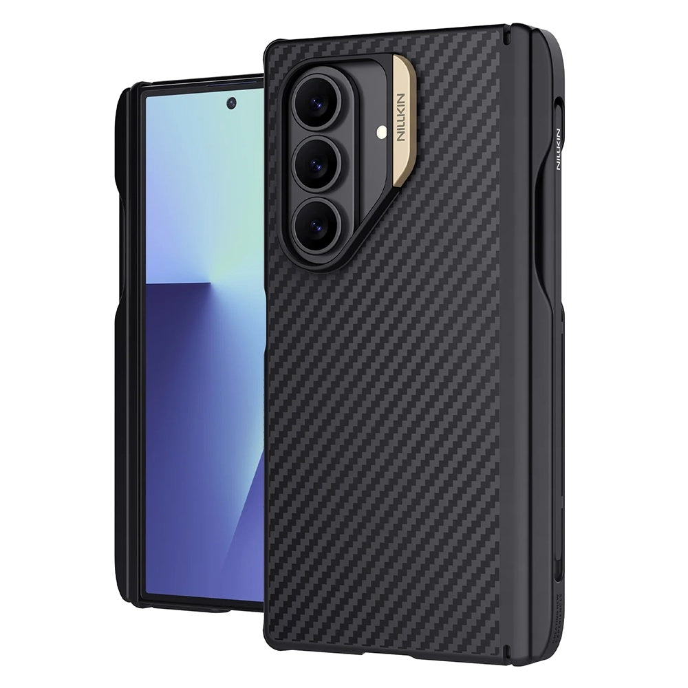 Coque MagSafe pour Samsung Galaxy Z Fold7 F966, Nillkin, Synthetic Fiber Pro avec support pour S-Pen, Noir Doré