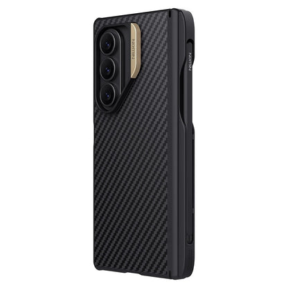 Coque MagSafe pour Samsung Galaxy Z Fold7 F966, Nillkin, Synthetic Fiber Pro avec support pour S-Pen, Noir Doré
