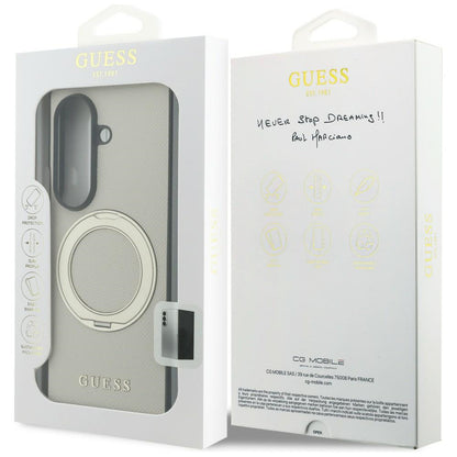 Coque MagSafe pour Samsung Galaxy Z Fold8 Ultra F976, Guess, Support Anneau Logo Classique Grainé, Beige