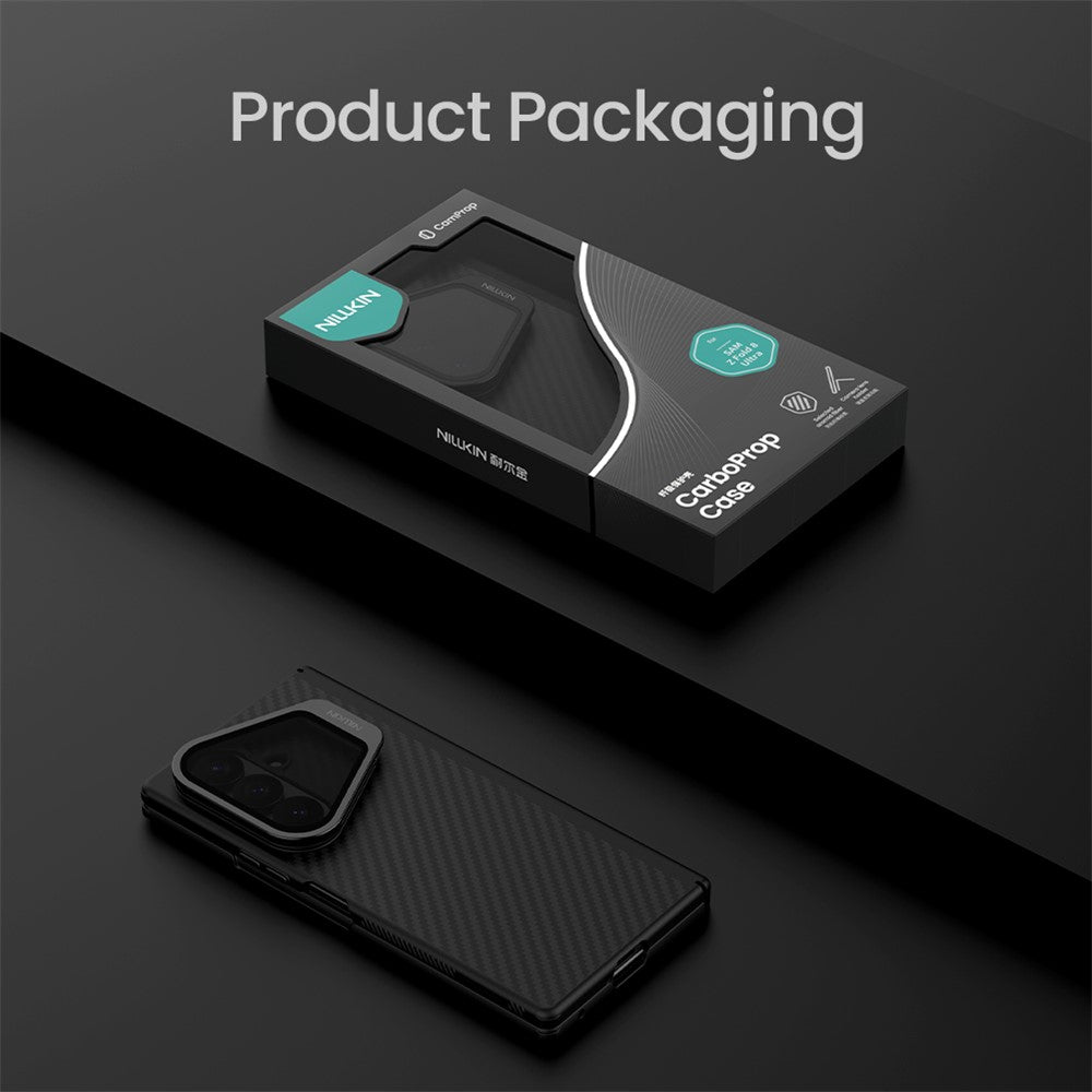 Coque MagSafe pour Samsung Galaxy Z Fold8 Ultra F976, Nillkin, CarboProp avec protection d'objectif noire transparente, noire