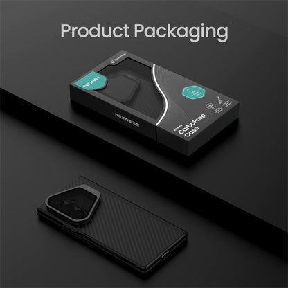 Coque MagSafe pour Samsung Galaxy Z Fold8 Ultra F976, Nillkin, CarboProp avec protection d'objectif noire transparente, noire