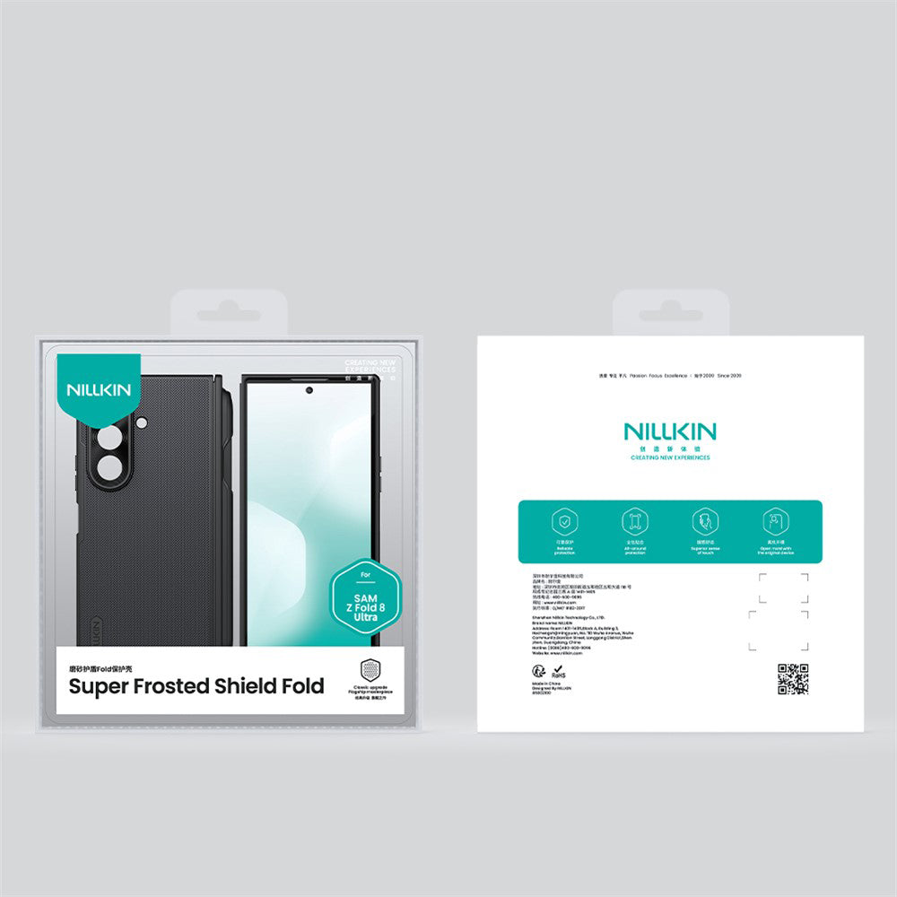Coque MagSafe pour Samsung Galaxy Z Fold8 Ultra F976, Nillkin, Super Frosted Shield avec porte-stylo, Noir Transparent