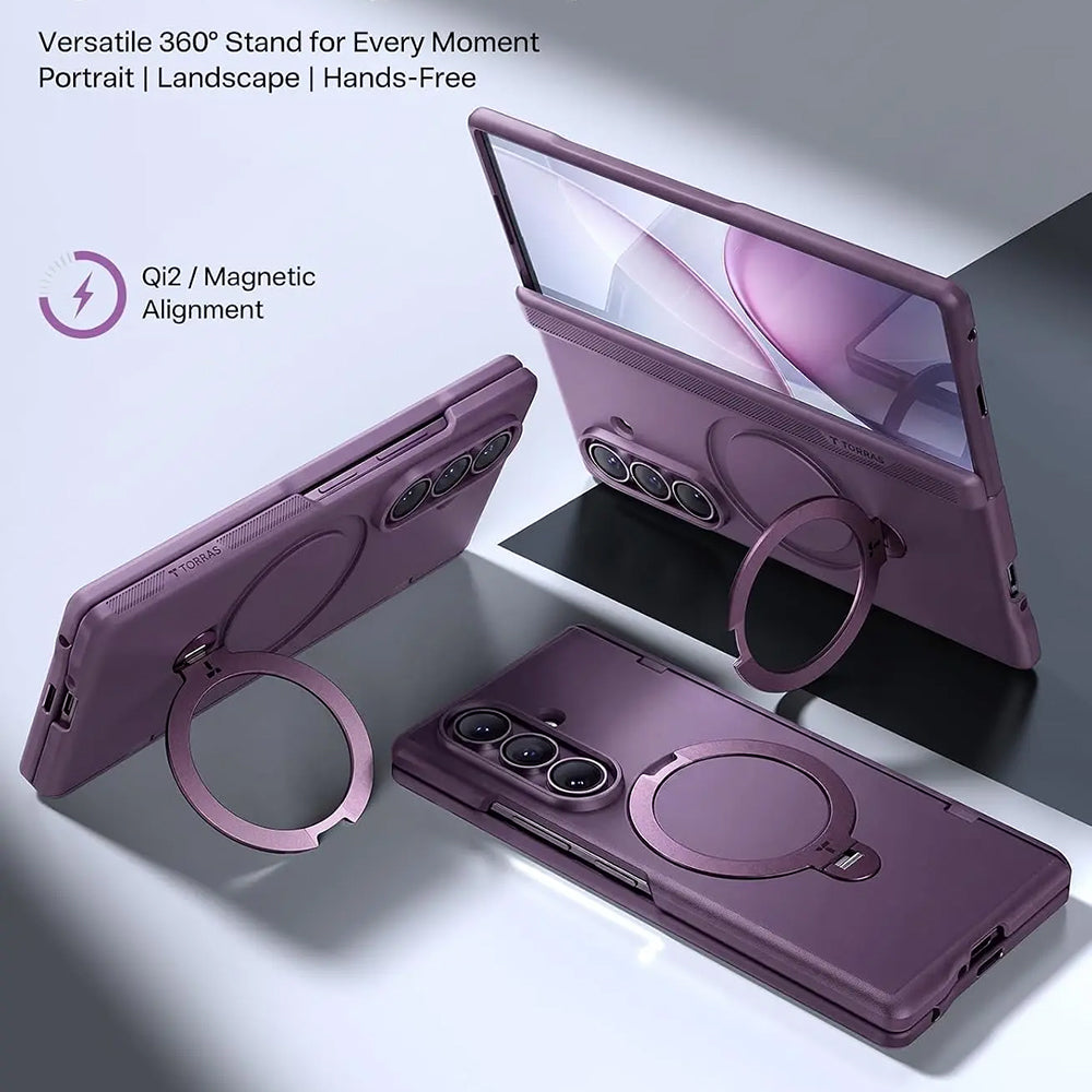 Coque MagSafe pour Samsung Galaxy Z Fold8 Ultra F976, Torras, Ostand Q3 Spin, Violet